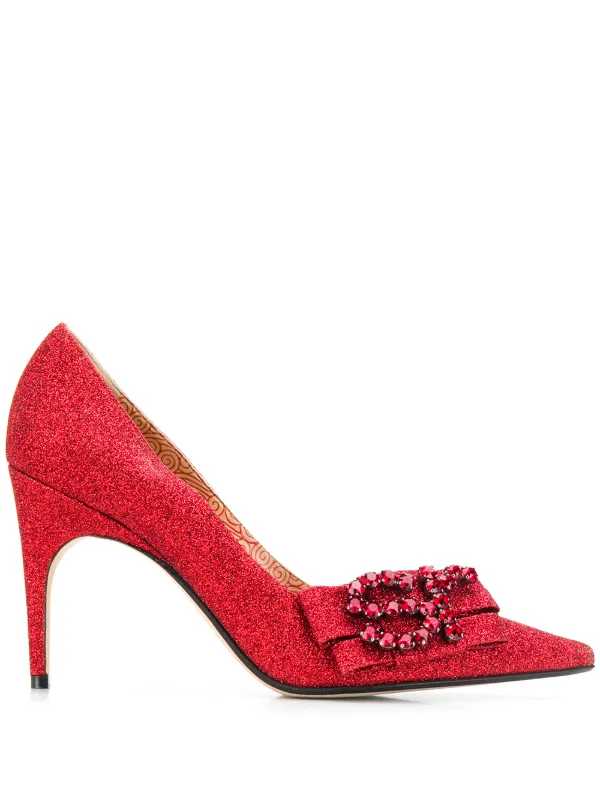 red glitter stilettos