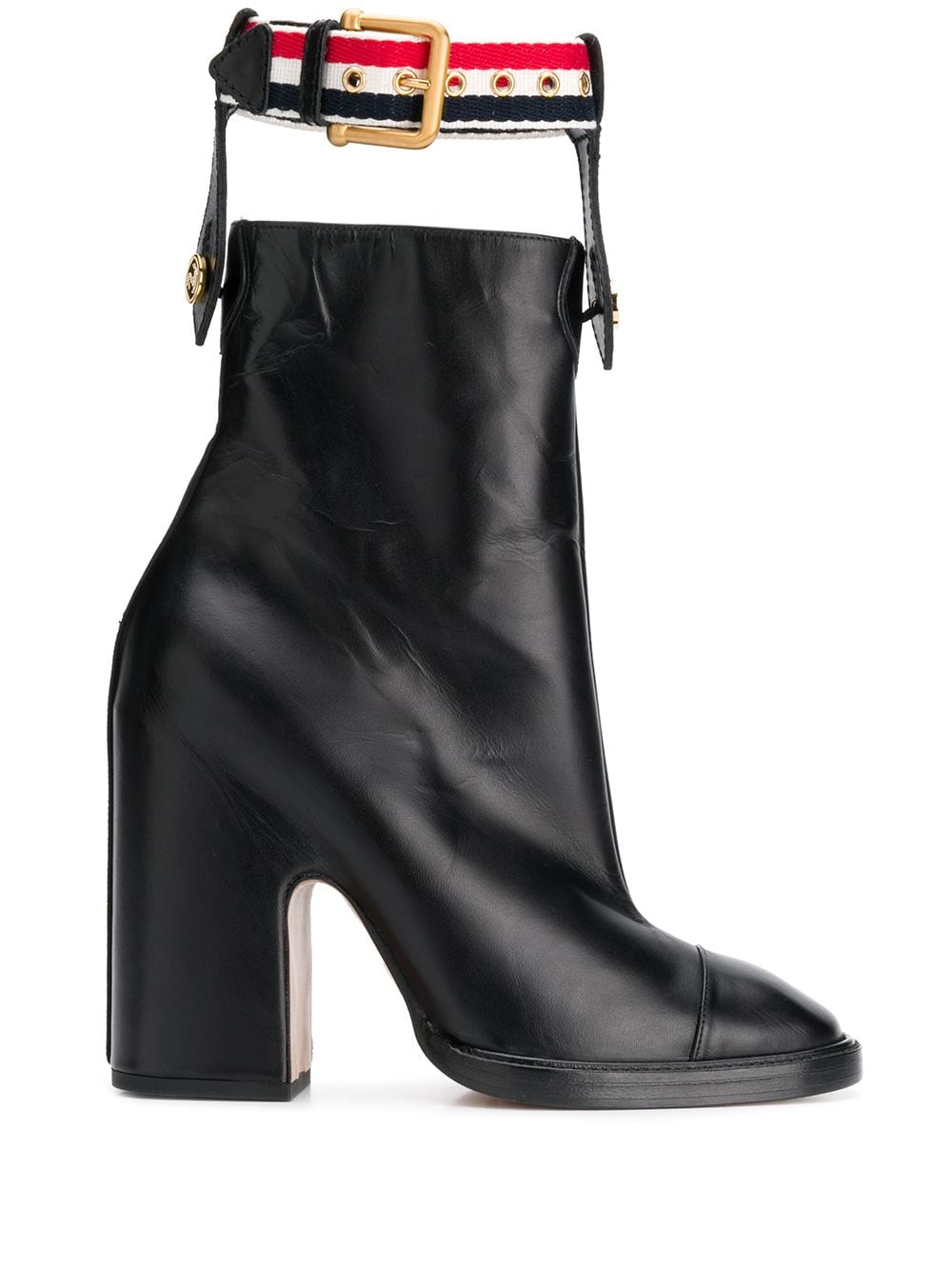 Thom Browne Deconstructed Buckle Ankle Boots In Black