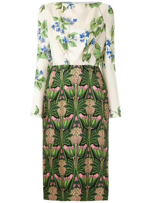 vestido de seda estampado midi