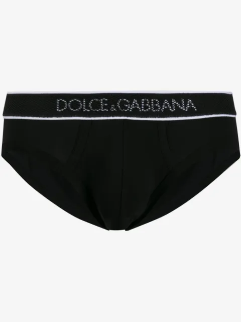 Dolce & Gabbana slip à empiècement en résille et logo