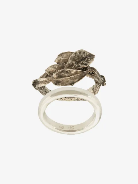 WERKSTATT:MÜNCHEN anillo doble con motivo de hoja