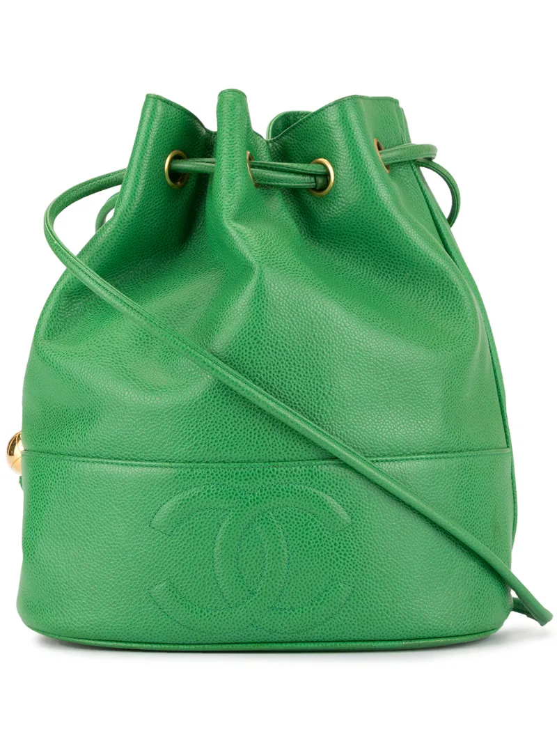PreOwned Chanel Cc Drawstring Shoulder Bag In Green ModeSens