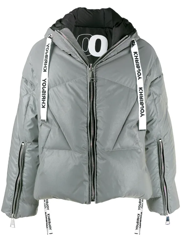 silver hooded puffer jacket