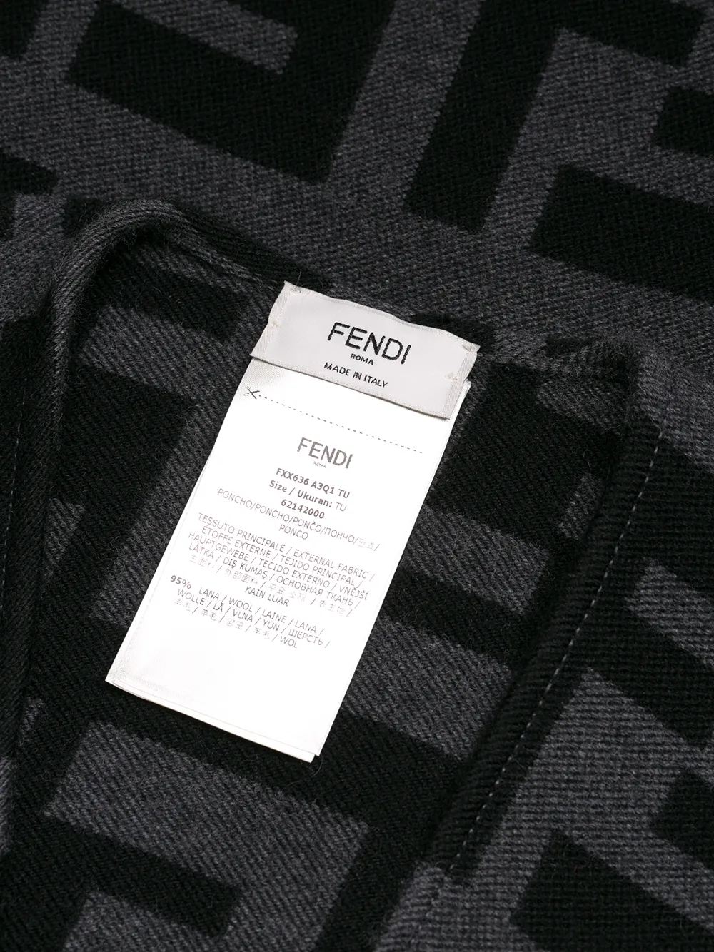 fendi poncho black and white
