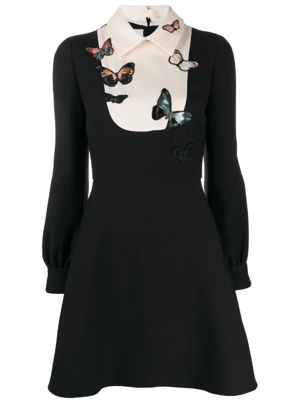 Valentino Garavani Embroidered Butterfly Flared Dress