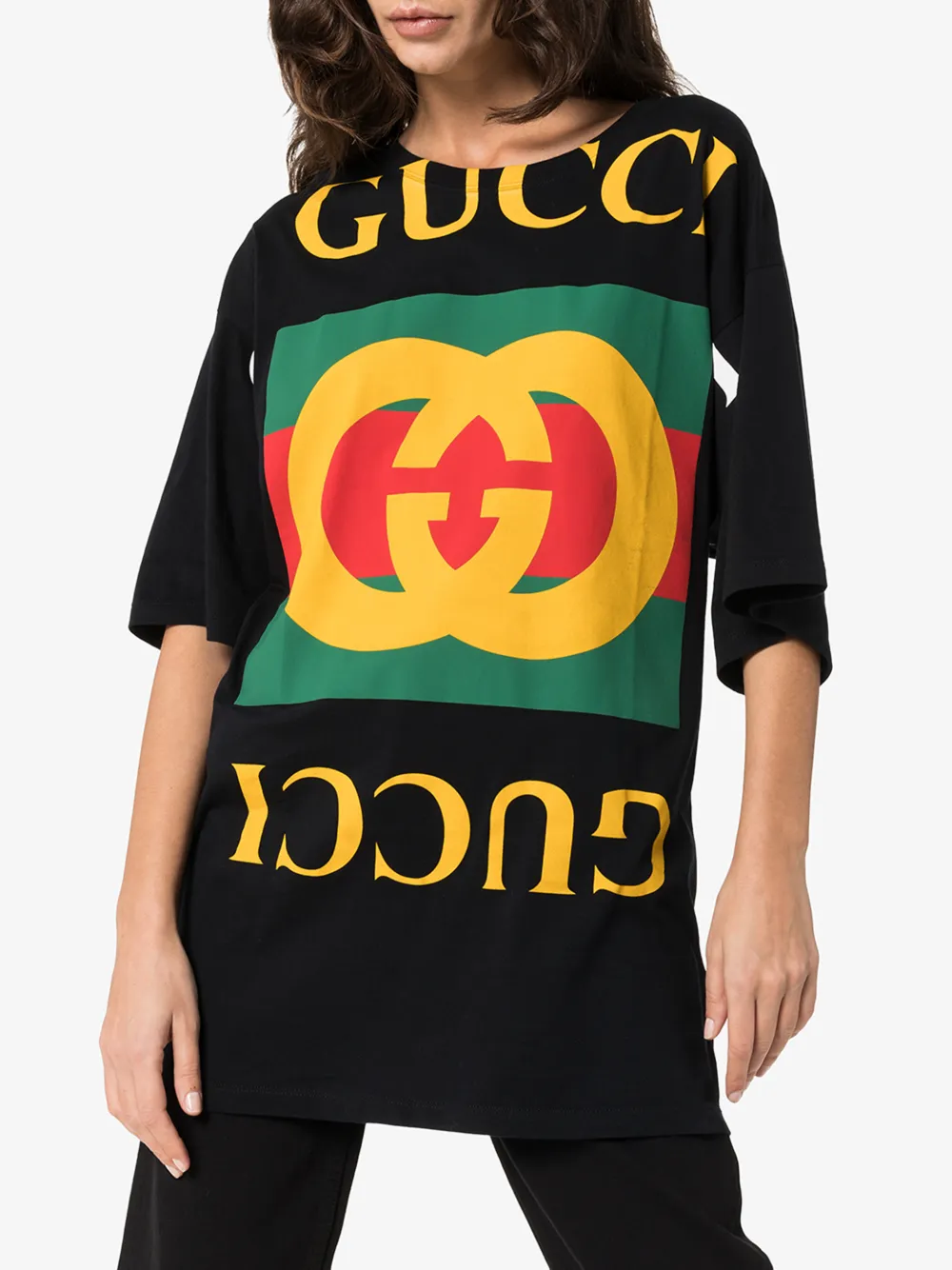 GUCCI GUCCI OVERSIZED LOGO COTTON T-SHIRT,539080XJA9C14314255