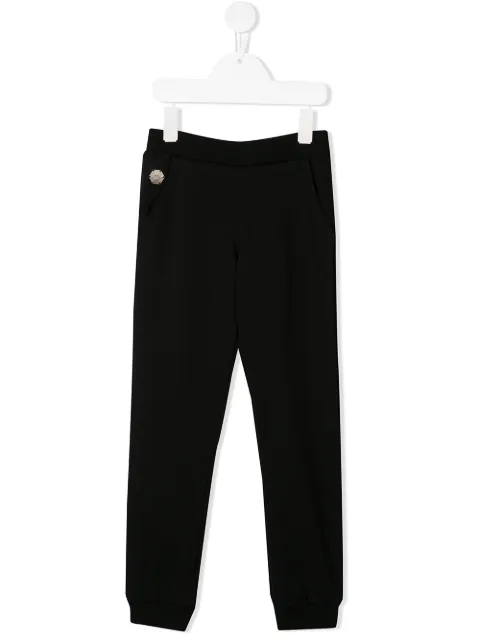 Philipp Plein Junior heart print studded track pants