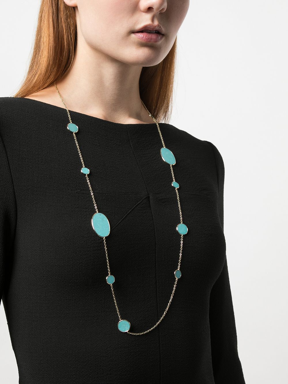 Shop Ippolita 18kt Yellow Gold Polished Rock Candy Multi Shape Turquoise Station Necklace