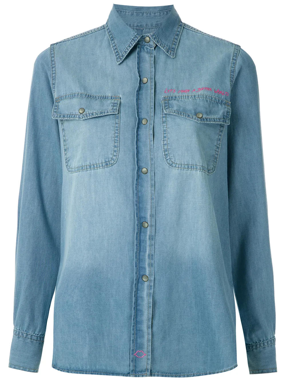 chemise à détail de slogan