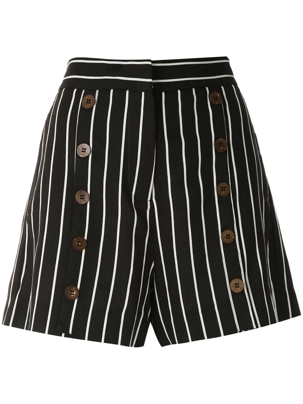 Click to view more detailed imagery on our partner's website Eva Button Striped Shorts In Black