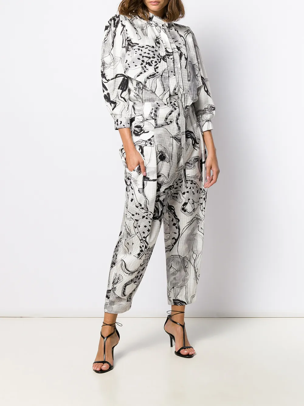 Stella McCartney Blouse met paardenprint Zwart