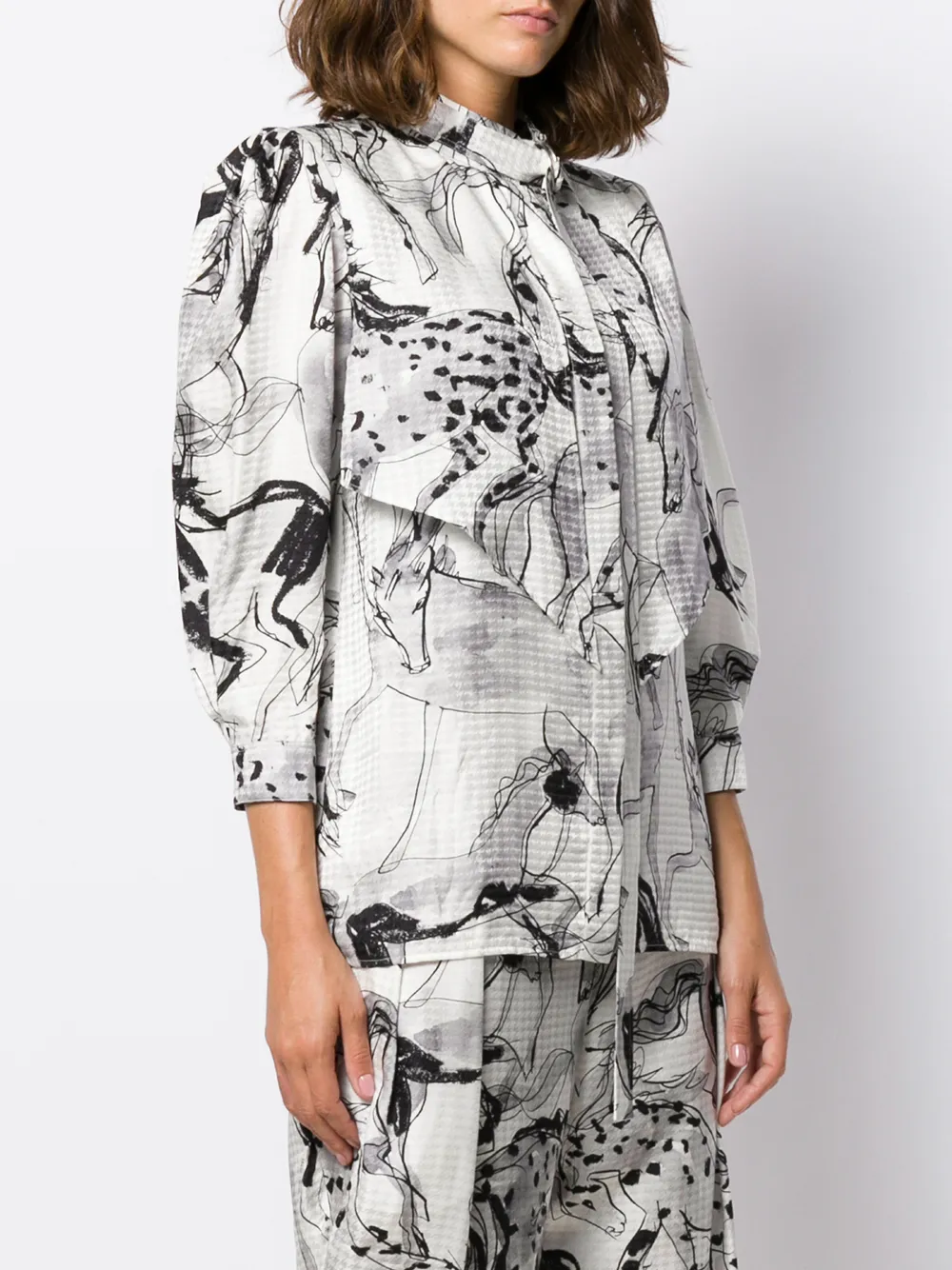 Stella McCartney Blouse met paardenprint Zwart