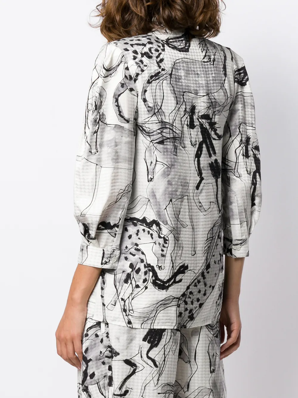 Stella McCartney Blouse met paardenprint Zwart