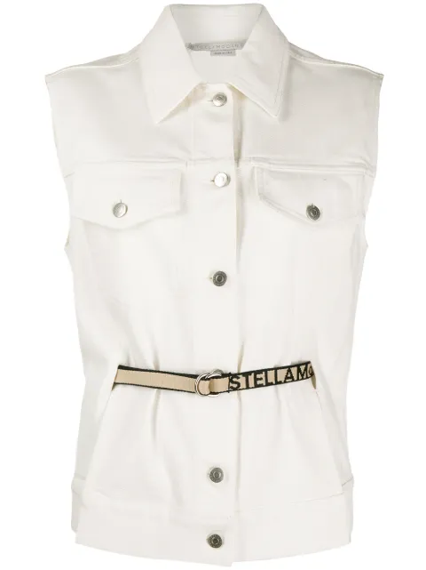 Stella McCartney logo belt sleeveless denim jacket