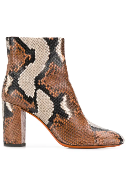 flat snakeskin ankle boots