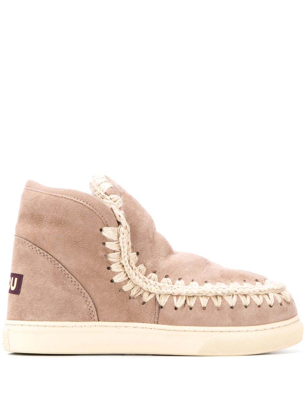 Mou crochet stitch-trim sneaker boots Neutrals