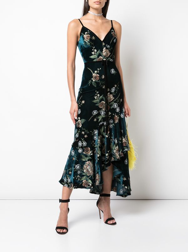 Marchesa Notte Floral Embroidered Cocktail Dress Farfetch