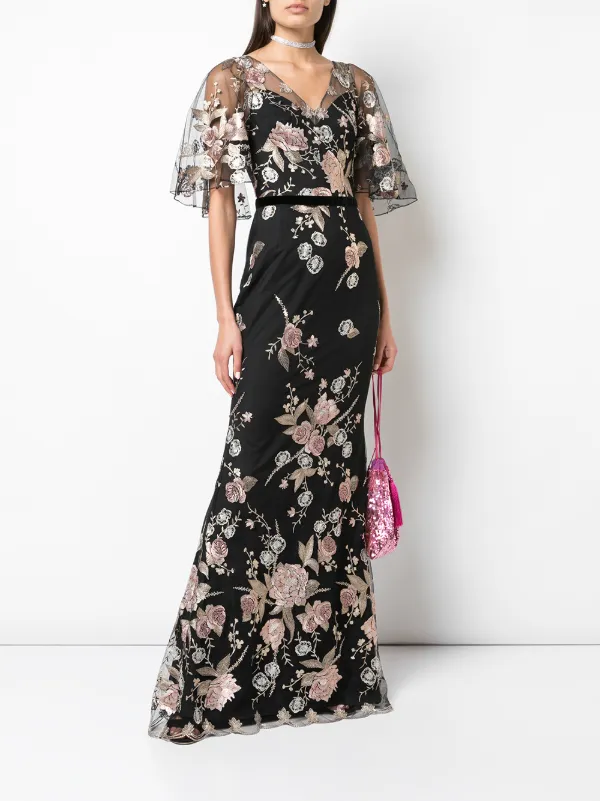 marchesa embroidered dress