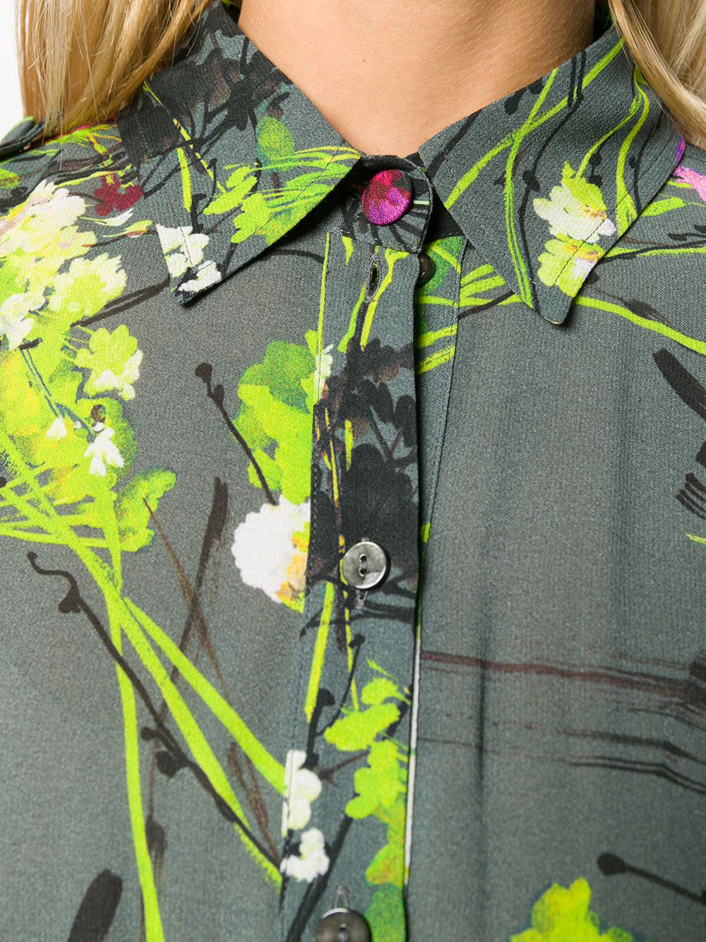 Shop Blumarine Floral Print Shirt In Grey