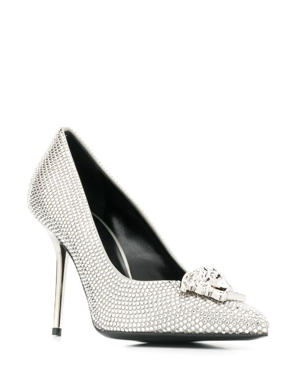 silver versace heels