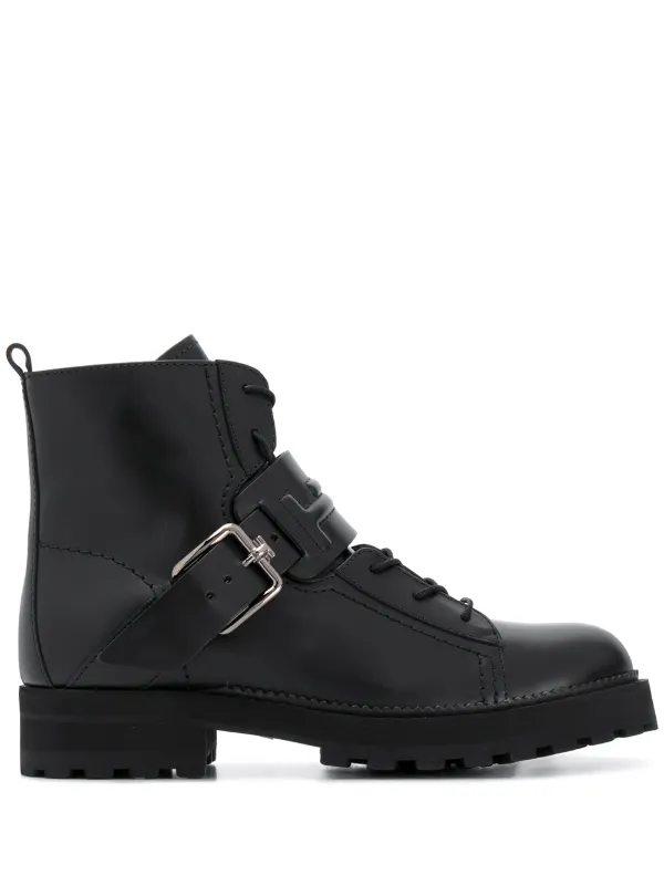 Tod's Buckled Strap Boots in Black