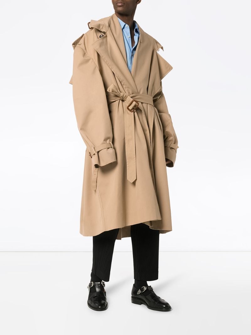 Shop Y/project Infinity Exaggerated Trench Coat In Neutrals