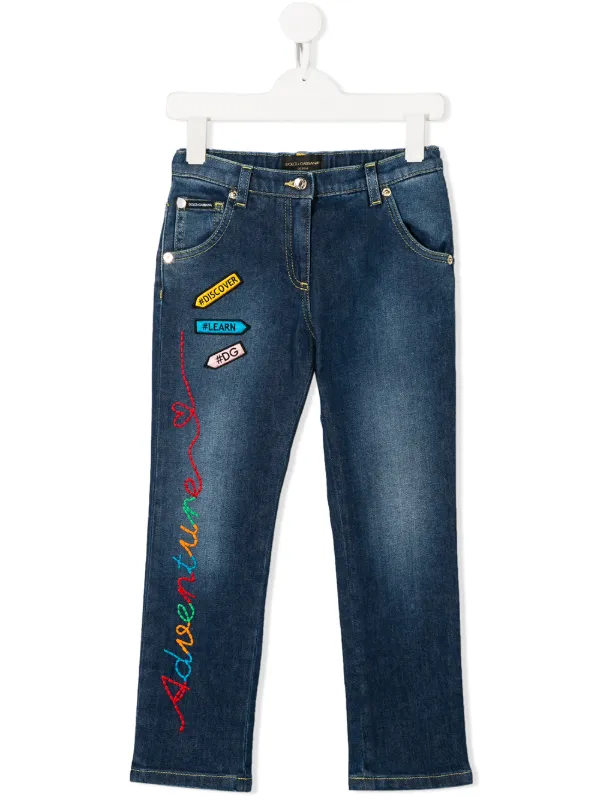 embroidered patch jeans