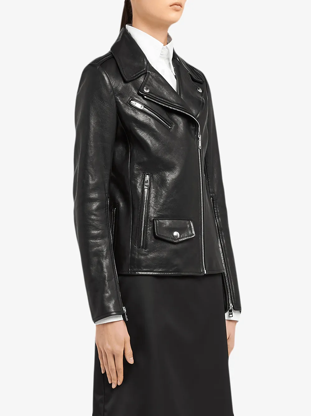 Prada Nappa Leather Biker Jacket - Farfetch