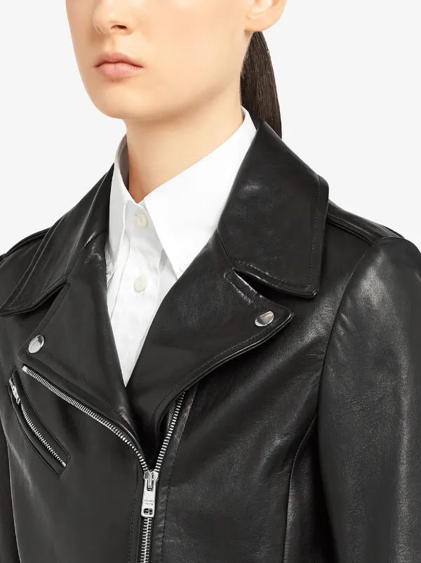 Prada Nappa Leather Biker Jacket - Farfetch