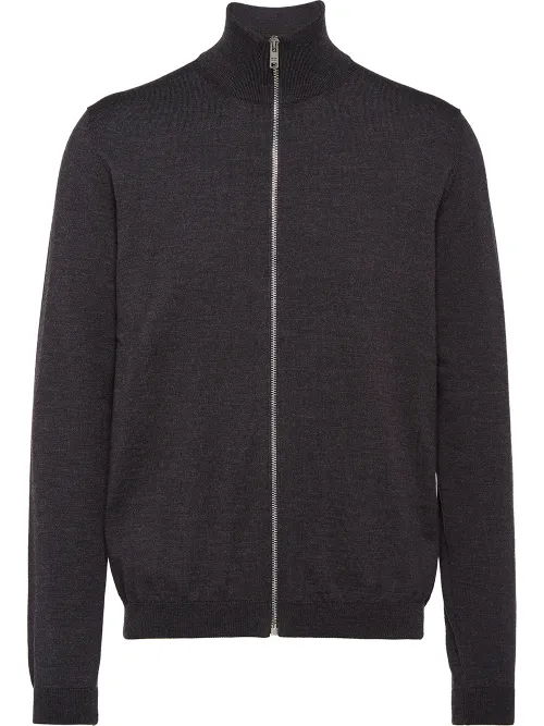 Cardigan en laine à fermeture zippée - Prada - Modalova