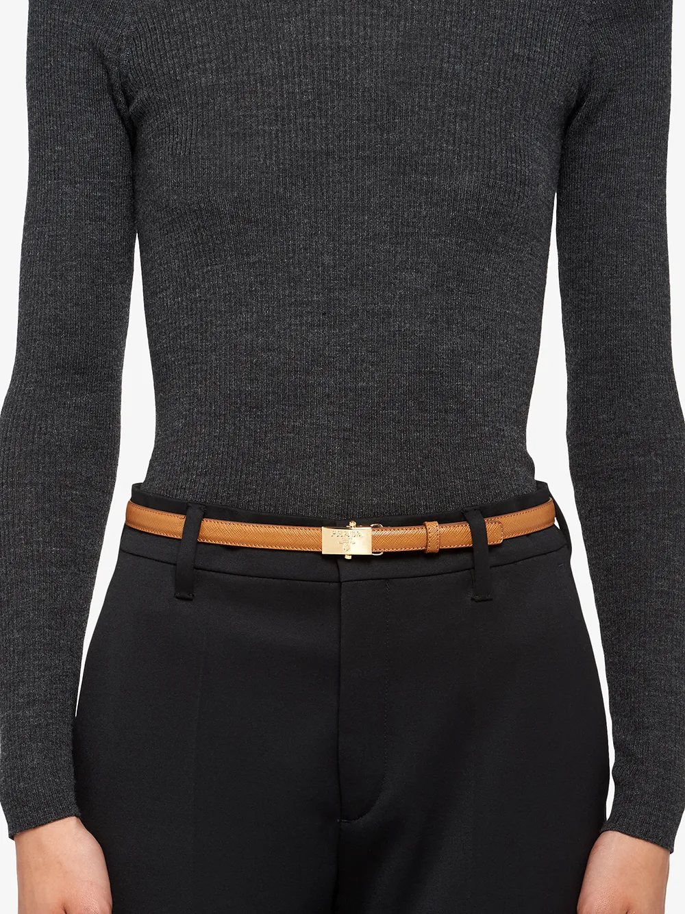 prada logo buckle belt
