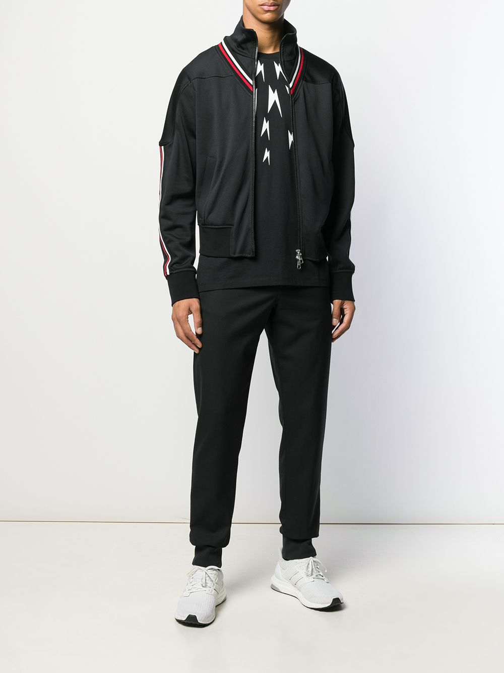 Neil Barrett striped-detail zip-up Jacket - Farfetch