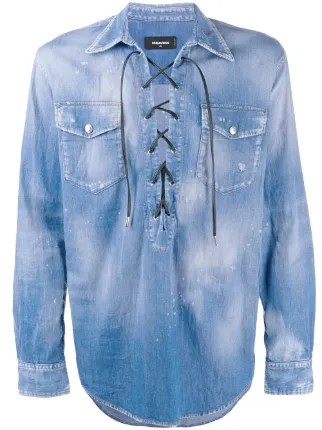 denim lace up shirt