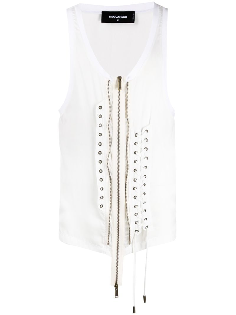 Dsquared2 Zip And Lacing Details Tank Top In White