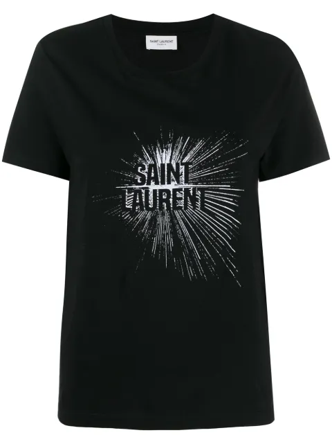 Click to view more detailed imagery on our partner's website Saint Laurent Logo Print Cotton Jersey T-Shirt In Black