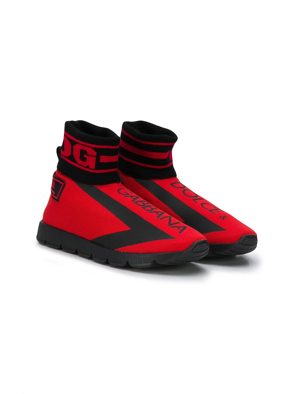 Dolce & Gabbana Teen Logo Print Sock Sneakers In Red