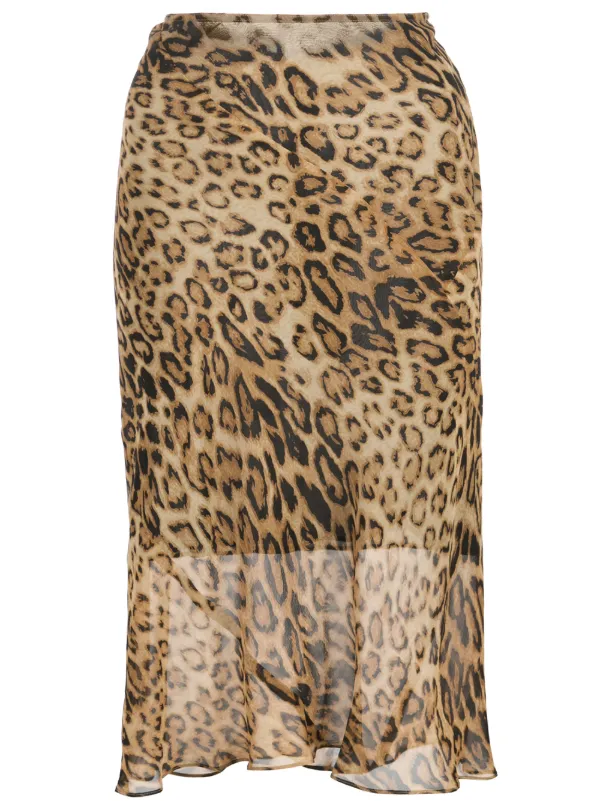Nili Lotan Leopard-print Skirt in Brown