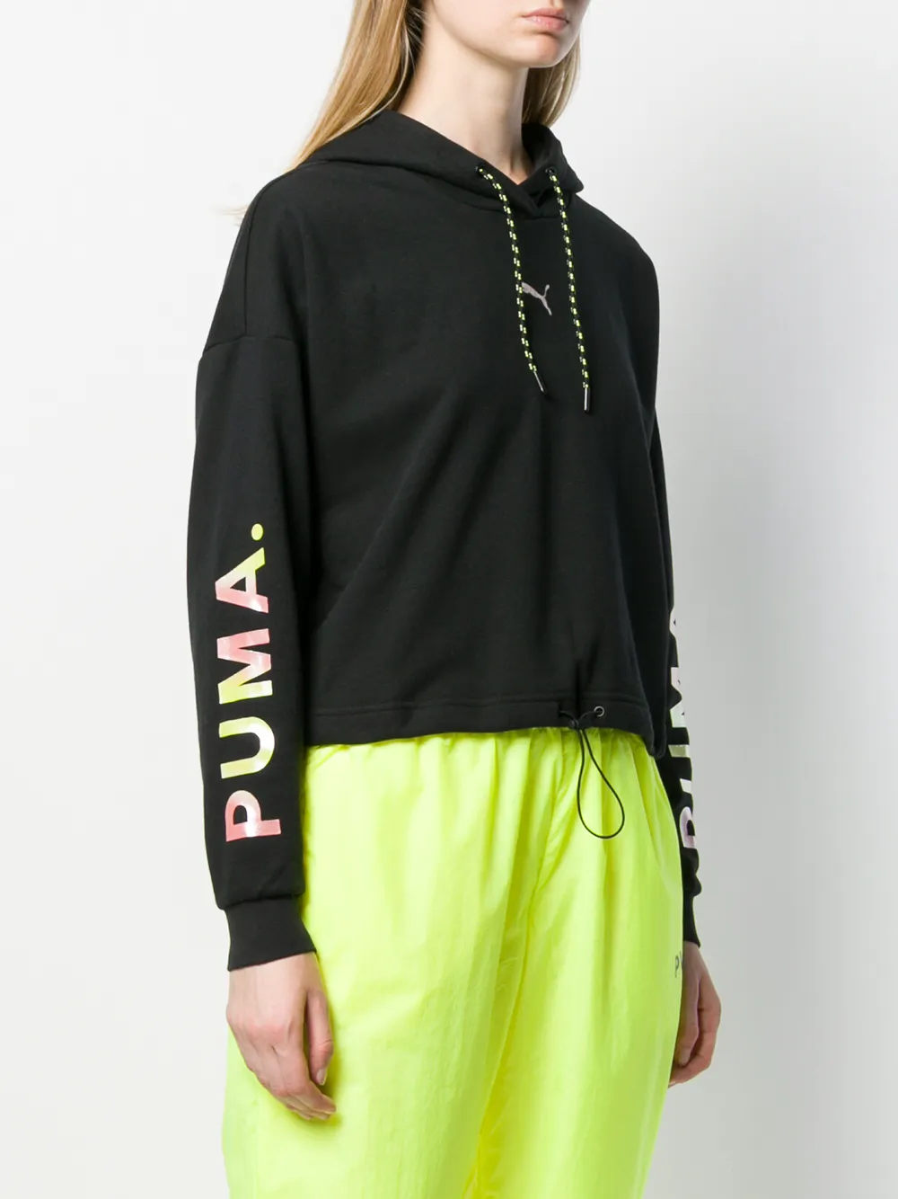  Puma 'chase' Cropped Kapuzenpullover   Schwarz 