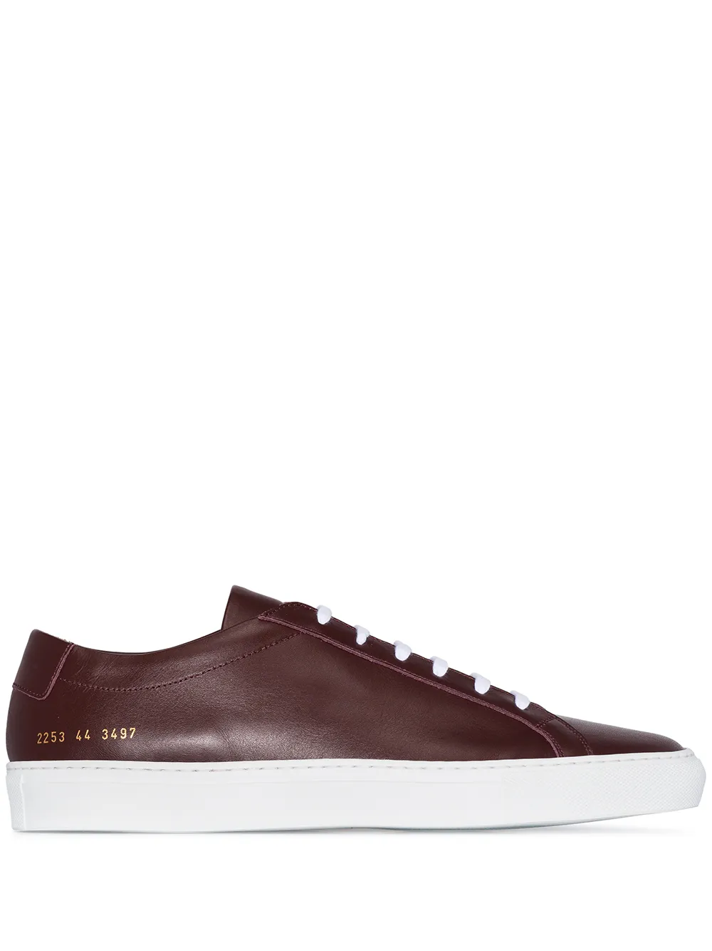 Common Projects Burgundy Achilles Leather Low Top Sneakers In Red