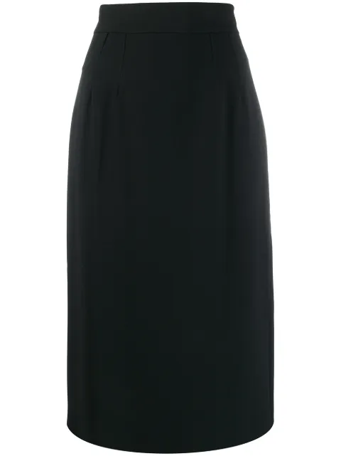 Click to view more detailed imagery on our partner's website Dolce & Gabbana Pencil Stretch Wool Crepe Midi Skirt In N0000 Black
