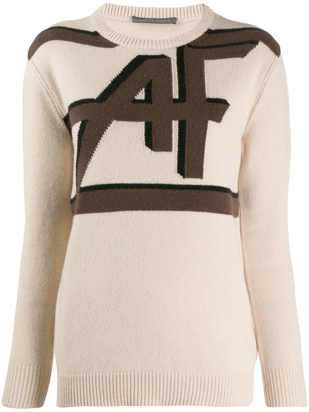 Alberta Ferretti Intarsia gebreide trui Beige