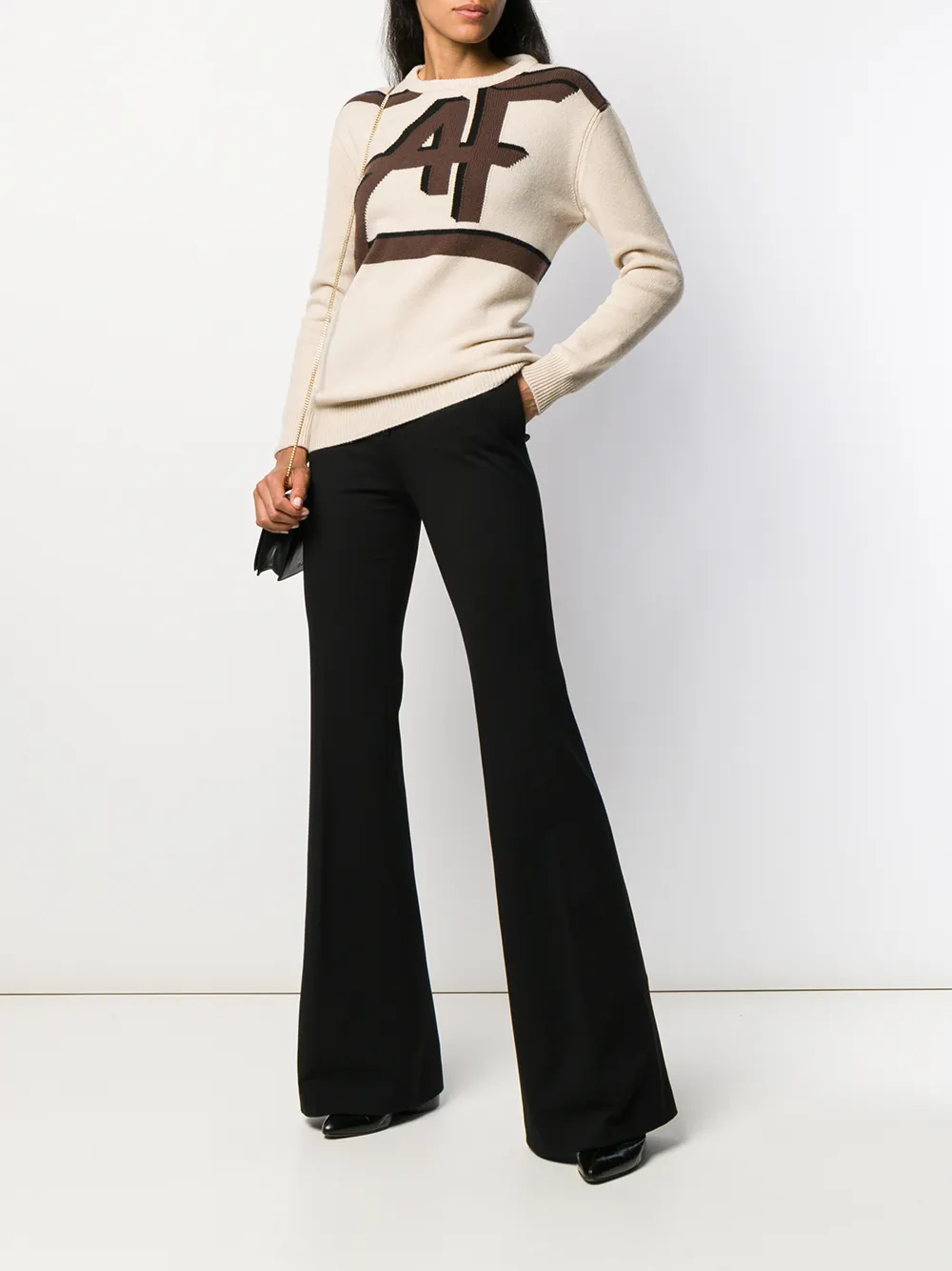 Alberta Ferretti Intarsia gebreide trui Beige