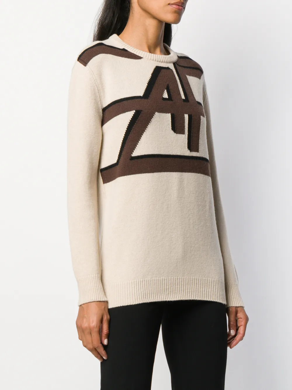 Alberta Ferretti Intarsia gebreide trui Beige