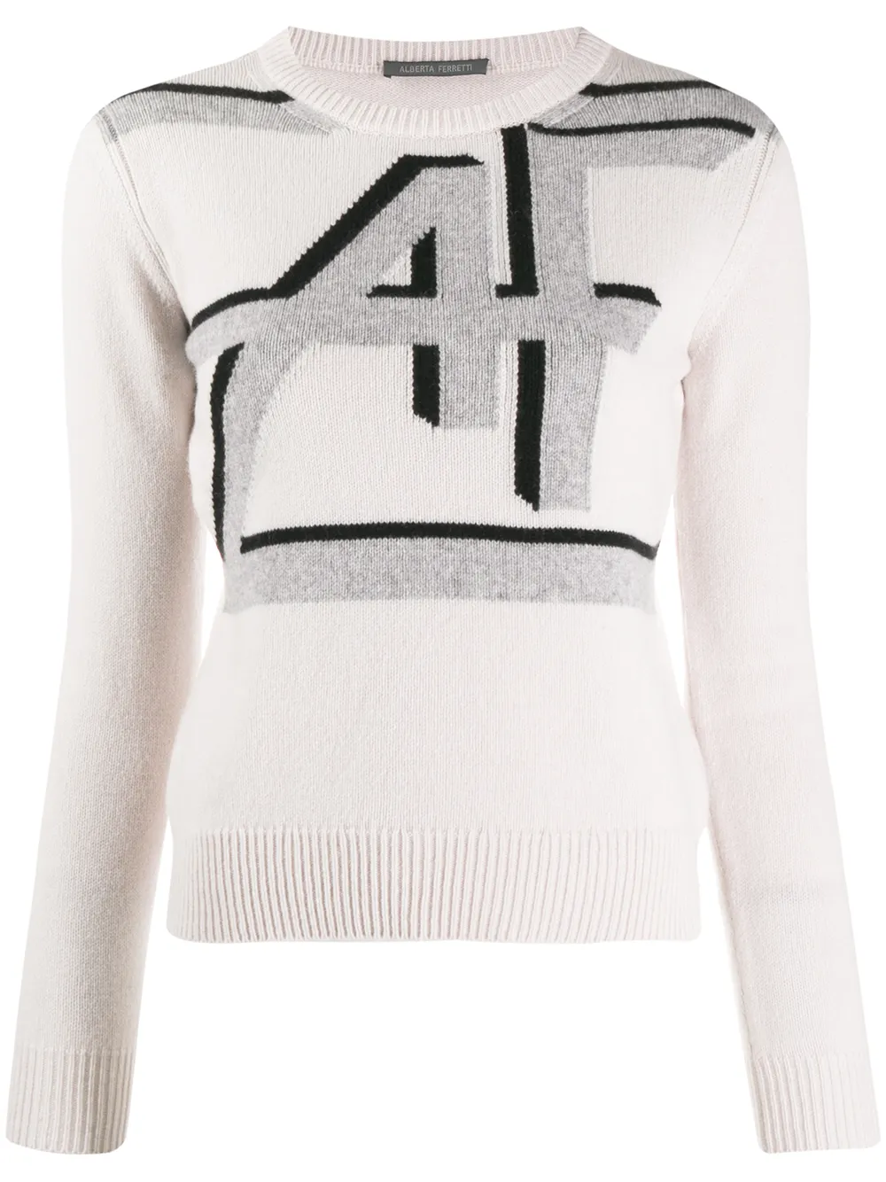 Alberta Ferretti Intarsia gebreide trui Wit