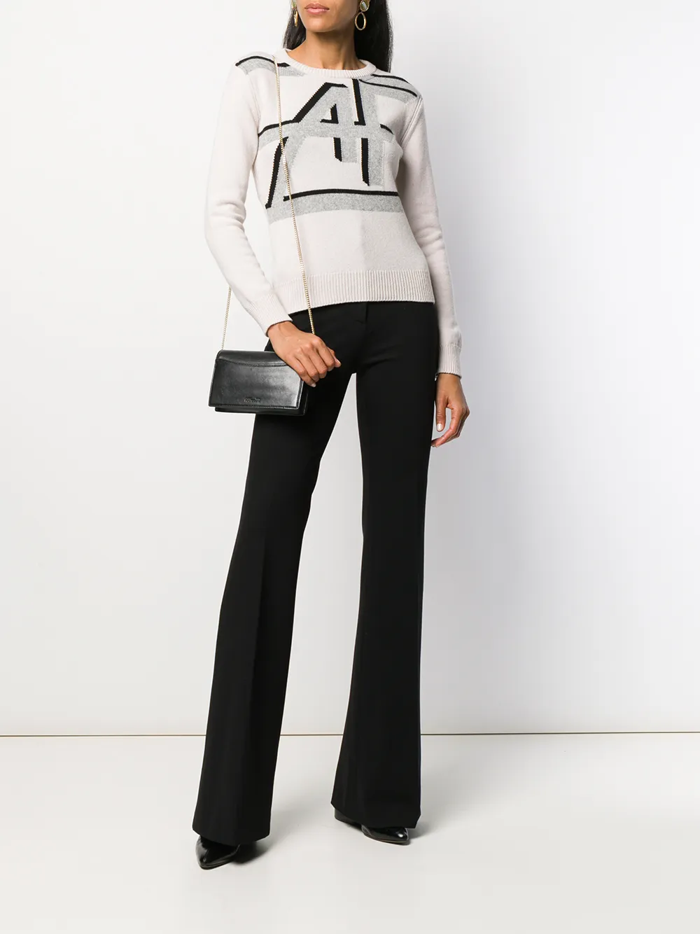 Alberta Ferretti Intarsia gebreide trui Wit