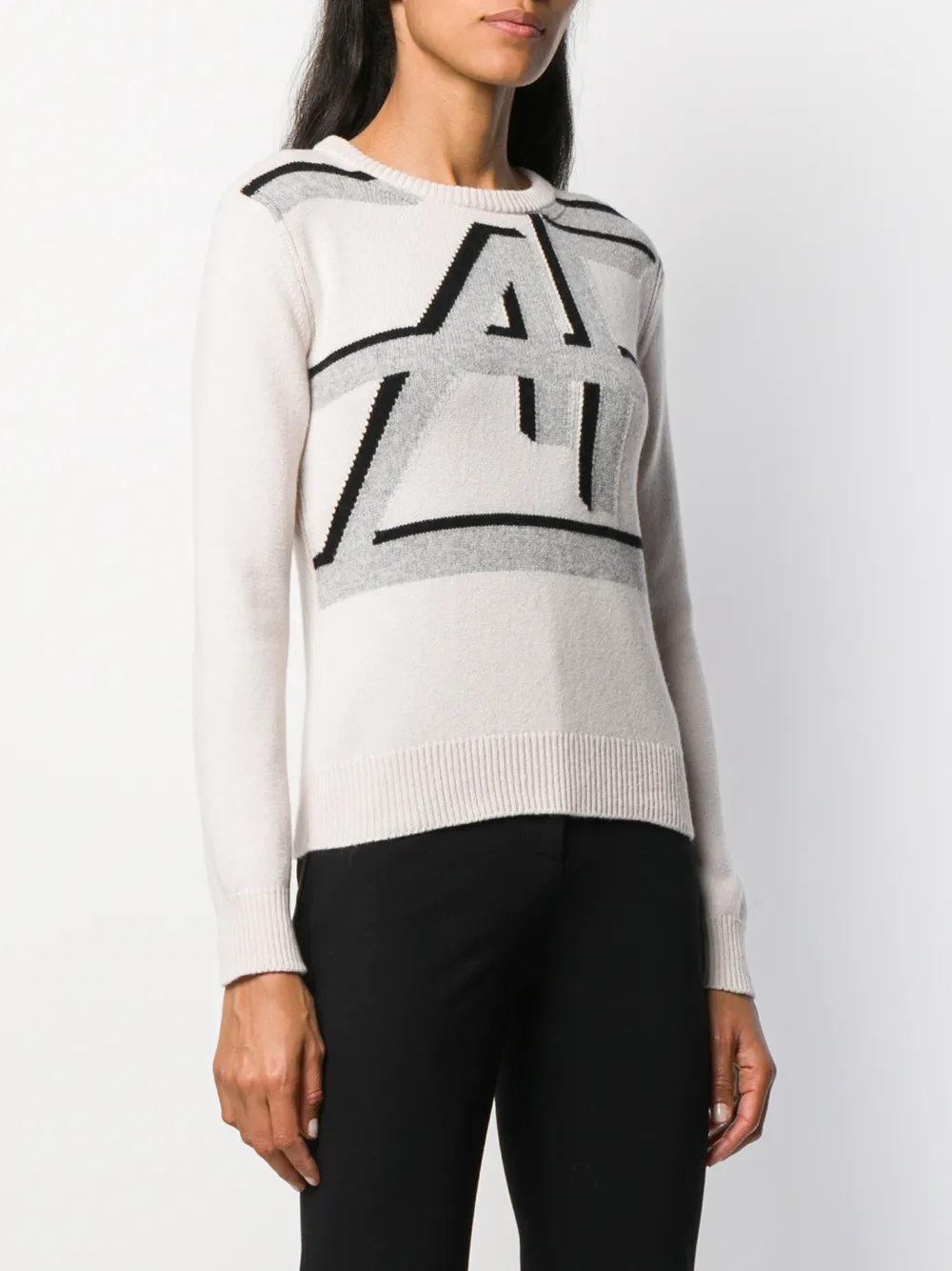 Alberta Ferretti Intarsia gebreide trui Wit