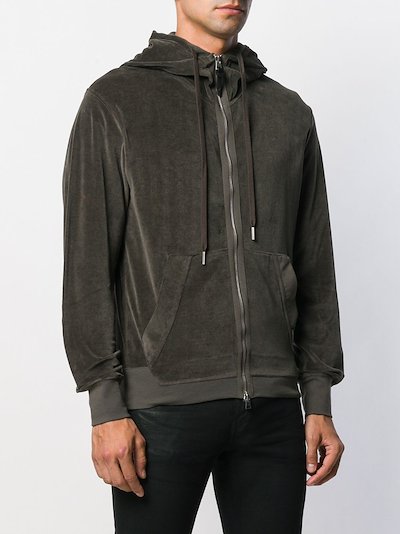 TOM FORD velvet zipped hoodie brown | MODES