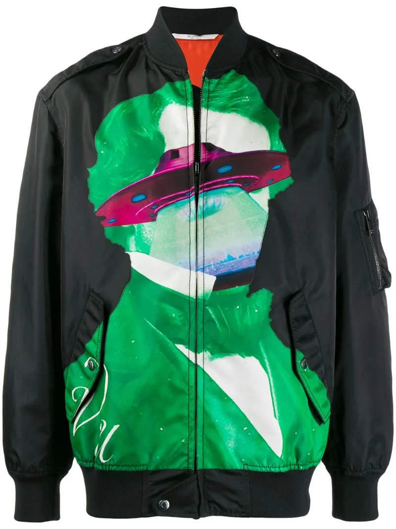 Valentino Garavani x Undercover Face UFO bomber jacket black | MODES