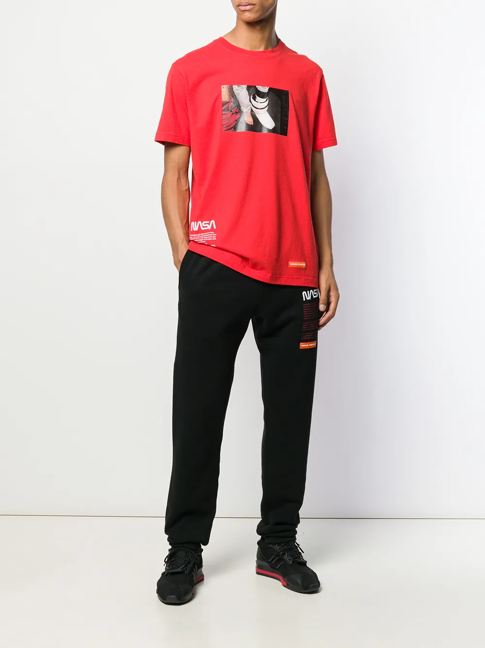 Heron Preston T-shirt met contrasterende print Rood