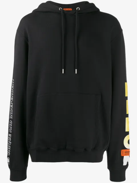 Heron Preston sudadera con capucha y llamas estampadas